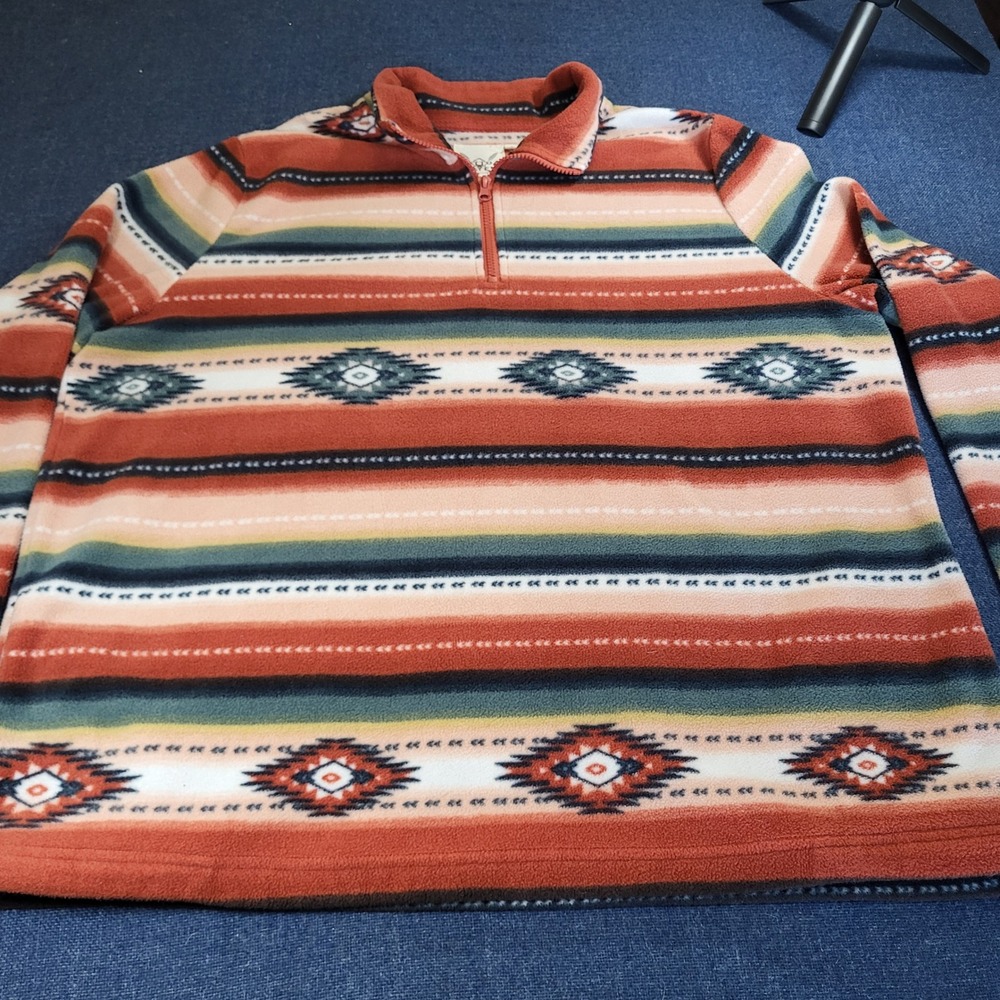 Cotton & Rye Outfitters XL Southwestern Quarter Zip Fleece Pullover Rust Multi